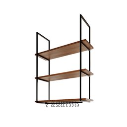 Prateleira Estilo Industrial Suspensa Teto Cozinha Nicho Denver 80cm - Preto/freijó - 2