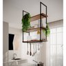 Prateleira Estilo Industrial Suspensa Teto Cozinha Nicho Denver 80cm - Preto/freijó - 1