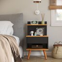 Ver imagem 3 de Kit 2 Mesas de Cabeceira para Quarto Pés Palito Retrô 1 Gaveta Sleep - Preto/nature