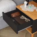 Ver imagem 2 de Kit 2 Mesas de Cabeceira para Quarto Pés Palito Retrô 1 Gaveta Sleep - Preto/nature