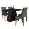Mesa de Jantar com Vidro Suiça 4 Cadeiras Imbuia/preto/cinza - M.a Imbuia/preto/suede Cinza - 1