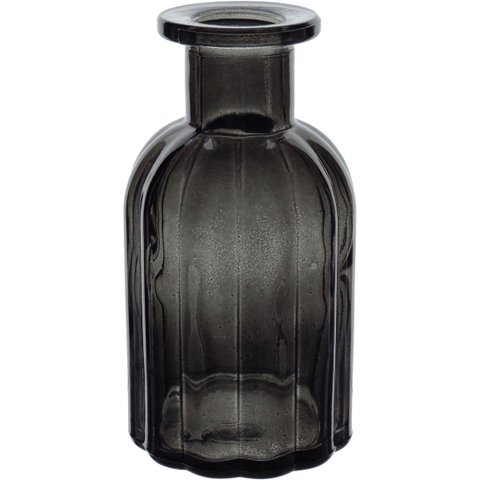 Vaso Garrafa Decorativo de Vidro Fumê 14x7x7cm Enfeite Sala Mesa Estante Flores
