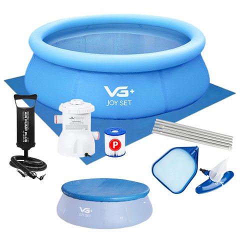 Piscina Inflável Joy Set 2490l Circular 240cm com Capa Filtro Bomba Forro Kit Limpeza Vg Plus 220v