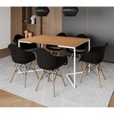 Ver imagem 1 de Mesa Jantar Industrial Retangular Canela 137x90cm Base V Ferro Branco com 6 Poltronas Eames Preta Ma