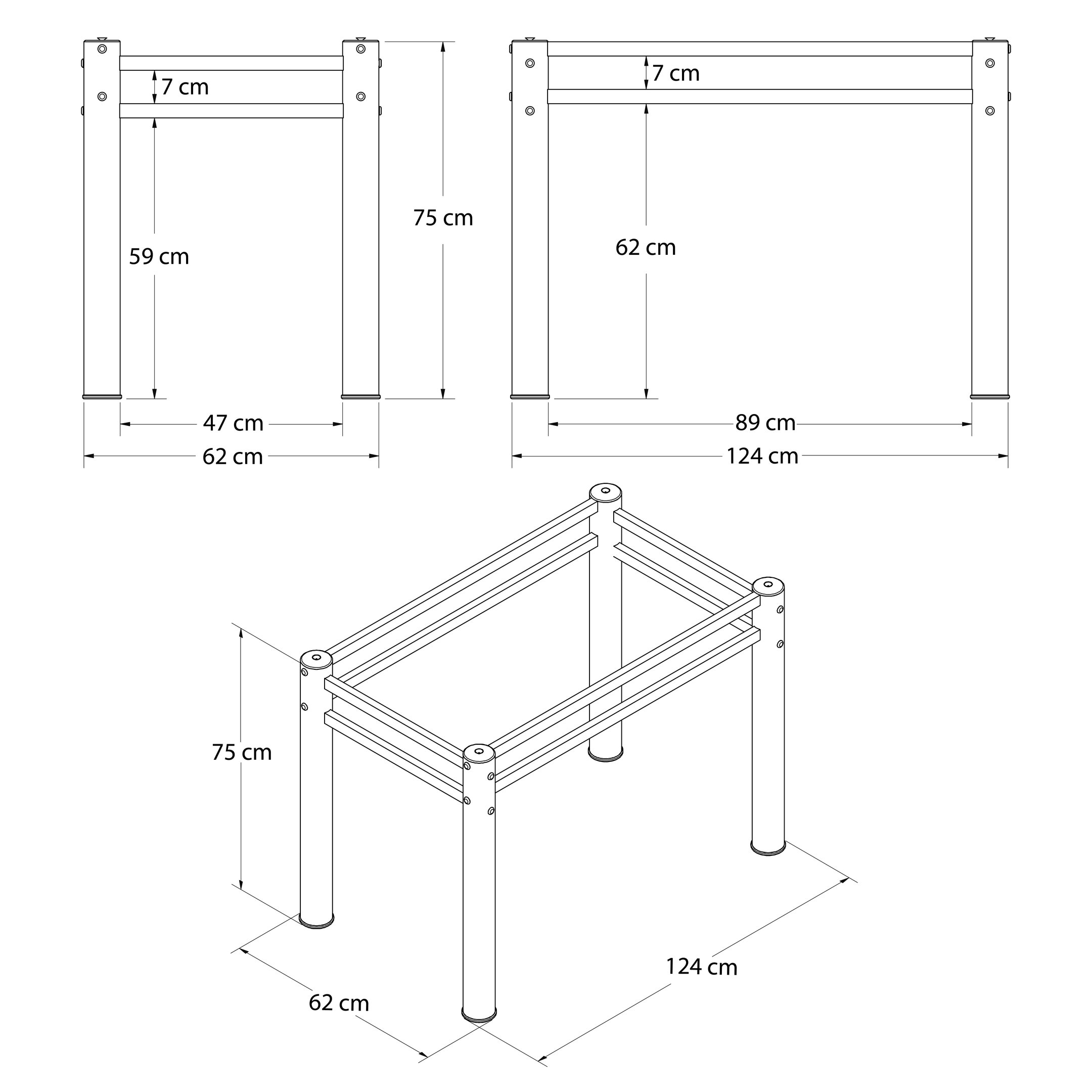 Base Para Mesa De Vidro Jantar 4 Lugares Preta Retangular - 4