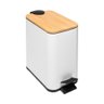 Lixeira Quadrada de Metal Pedal Tampa em Bambu Branca 5l - 1