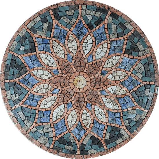 Mandala Indiana Piso Mosaico Vitral Árabe 70cm