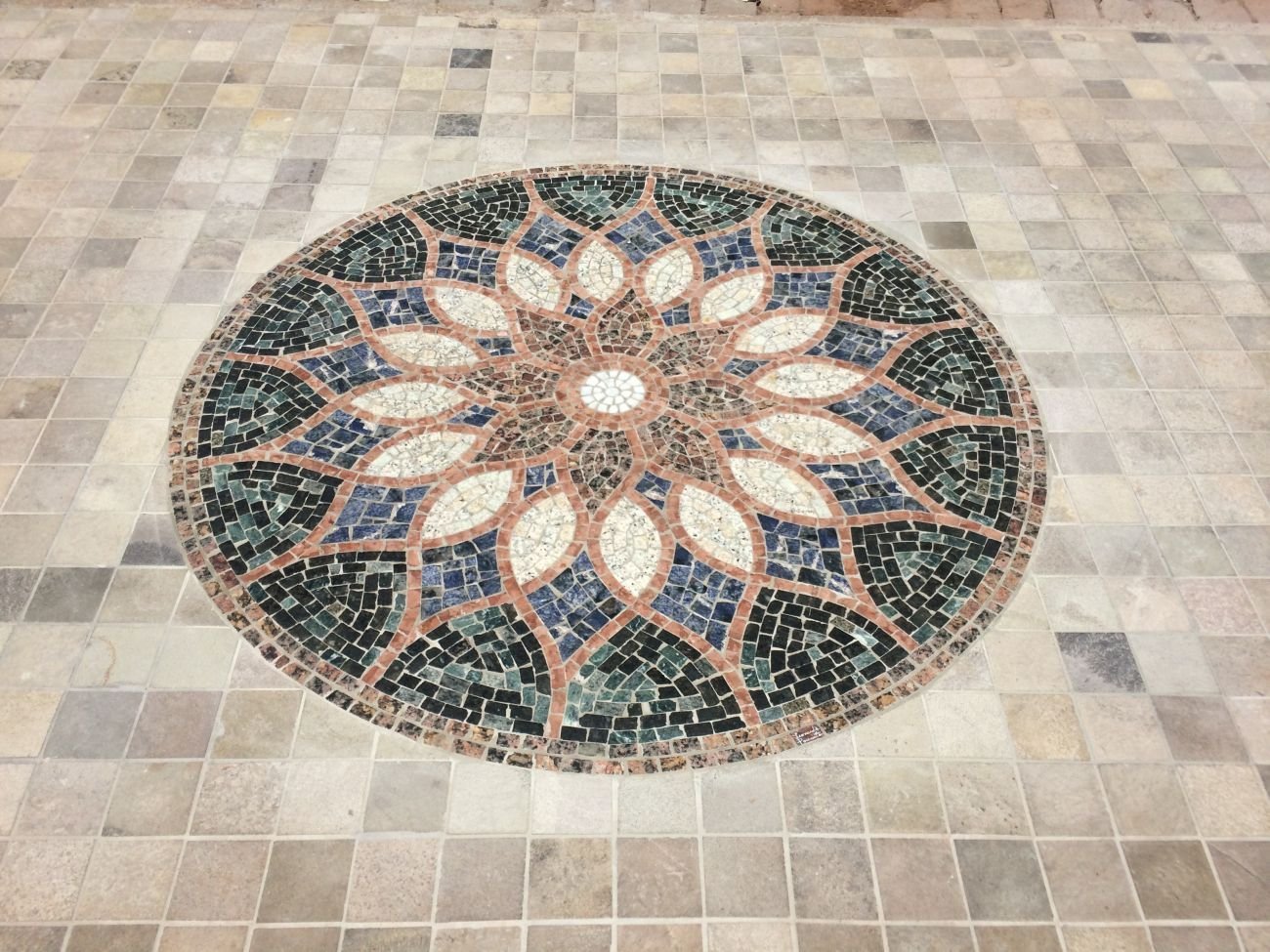 Mandala Indiana Piso Mosaico Vitral Árabe 70cm - 2