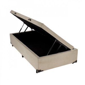 Cama Box Baú Solteiro Blindado Suede Bege