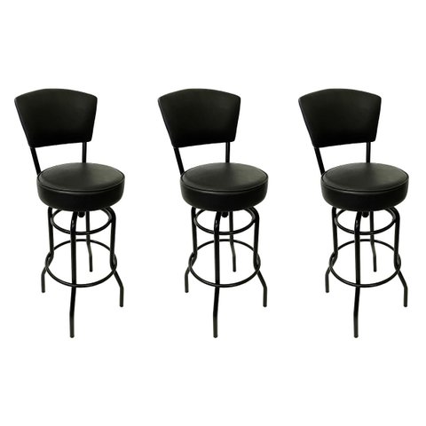 Kit 3 Banquetas Alta Bar Giratória com Encosto cor Preta Assento grosso Confortável preto Poltronas 