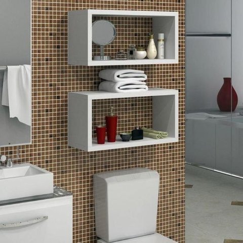 Nicho Retangular para Decoração de Banheiro 2pçs