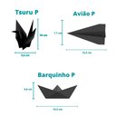 Ver imagem 3 de Trio Origami P - Pássaro Tsuru, Avião E Barquinho / Decoração, Origami 3d - Toque 3D:Cinza