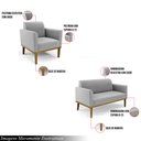 Ver imagem 3 de Conjunto 2 Poltronas e 1 Namoradeira Decorativa Isabella Pés Fixo em Madeira Castanho Suede Cinza G1