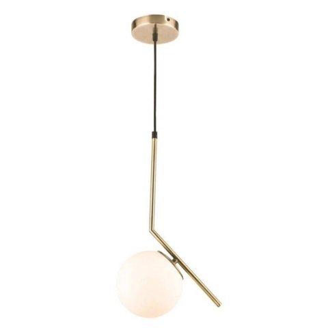 Pendente Globe V 24x100cm 1xe27 Dourado/vidro Leitoso Orluce