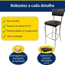 Ver imagem 3 de Kit 2 Banquetas Olivia Altura 73cm Bar Cozinha Cromada Assento Grosso Preto Encosto Estofado