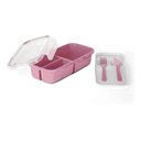Ver imagem 1 de Marmita 3 Divisórias com Kit de Talheres e Travas - Rosa