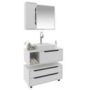 Ver imagem 2 de Kit Gabinete Suspenso com Cuba, Espelheira e Gaveteiro Branco Tecno Mobili