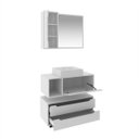 Ver imagem 3 de Kit Gabinete Suspenso com Cuba, Espelheira e Gaveteiro Branco Tecno Mobili