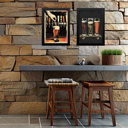 Kit 2 Quadros Cerveja Vintage - Pub 33x24cm - com Vidro:moldura Branca - 2 Kit 2 Quadros Cerveja Vintage - Pub 33x24cm - com Vidro:moldura Branca - 2