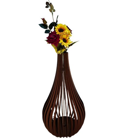 Vaso de Chão Decorativo Grande Capadócia Mdf:preto/60x30cm