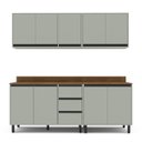 Ver imagem 3 de Cozinha Koya 4 Peças 200x214cm Armários Aéreos Balcões com 3 Gavetas e Tampo Verde 250040