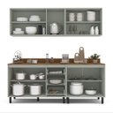 Ver imagem 4 de Cozinha Koya 4 Peças 200x214cm Armários Aéreos Balcões com 3 Gavetas e Tampo Verde 250040