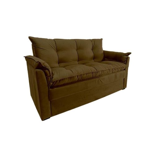 Sofá Small 3 Lugares Fixo 160cm Marrom Suede Conforto Herrero