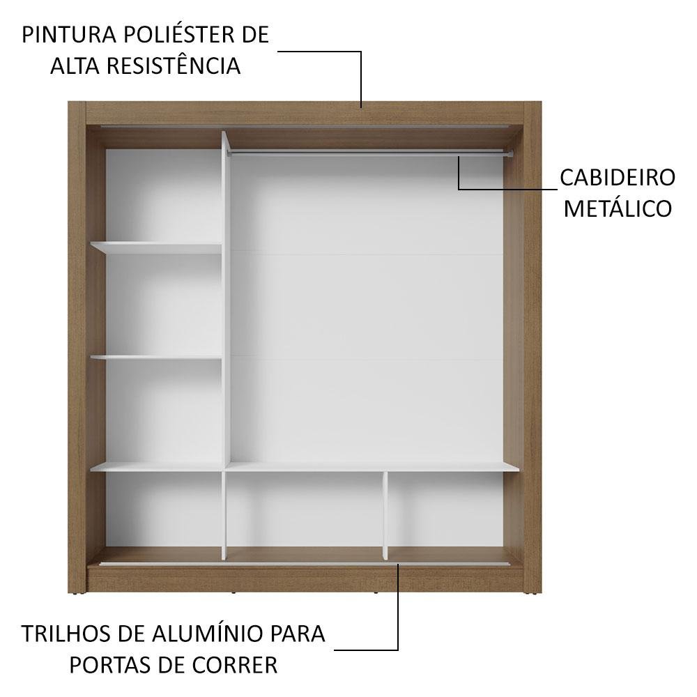 Guarda-roupa Casal 3 Portas de Correr com Espelho Rustic/preto Nobre Madesa - 6