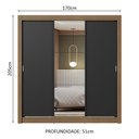 Ver imagem 4 de Guarda-roupa Casal 3 Portas de Correr com Espelho Rustic/preto Nobre Madesa