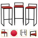 Ver imagem 1 de Kit 3 Banqueta Quadrada Preta para Balcão Ilha Cozinha Gourmet Bancada Piscina Bares Àrea de Lazer