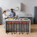 Ver imagem 6 de Kit 3 Banqueta Quadrada Preta para Balcão Ilha Cozinha Gourmet Bancada Piscina Bares Àrea de Lazer