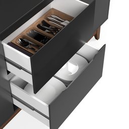 Buffet Aparador Sala de Jantar 2 Portas e 2 Gavetas Organizador Multiuso Elegante Preto Freijó - 4