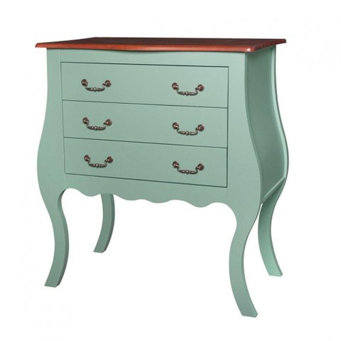 Cômoda Bombê Alta Antique 3 Gavetas 1023 Laca Verde Musgo