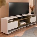 Ver imagem 1 de Rack Tv 86 Pol 220cm com 2 Portas Reno Off White/pinho A09 - Mpozenato
