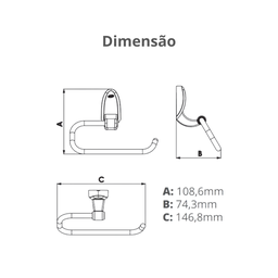 Papeleira Porta Papel Higiênico para Banheiro Linha Delicato Cor Branco Durín - 3