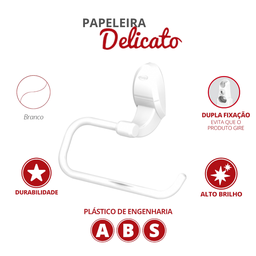 Papeleira Porta Papel Higiênico para Banheiro Linha Delicato Cor Branco Durín - 2