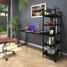 Escrivaninha com Estante 5 Prateleiras Mesa para Escritório Modelo Hipátia Preta Total - 2