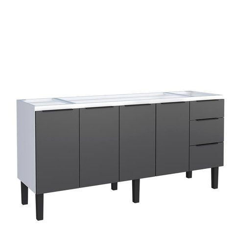 Gabinete de Aço Para Pia 180cm 4 Portas 3 Gavetas Jupter Cozimax Preto
