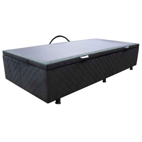 Base Cama Box Baú Solteiro Suede Preto