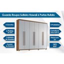 Ver imagem 3 de Guarda Roupa Solteiro Hawaii 6 Portas e 2 Gavetas c/ Pés Naturale - Rufato