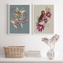 Ver imagem 2 de Kit 2 Quadros para Varanda Passarinho e Borboleta 24x18cm:madeira Branca