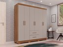 Ver imagem 6 de Guarda-roupa Casal 6 Portas 2 Gavetas Estrela Premium Salleto Cinamomo/off White