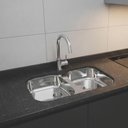 Ver imagem 6 de Cuba Dupla Tramontina 34l Aço Inox Alto Brilho Embutir Isis 2c 34 Bl Válvula com Escape
