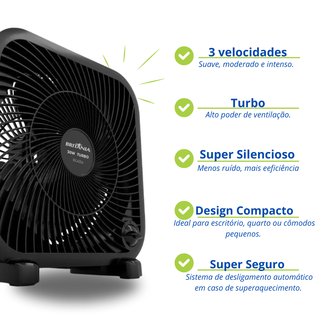 Ventilador Mesa Circulador 23cm Silencioso Portátil Turbo - 2