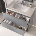 Ver imagem 2 de Conjunto para Banheiro Iolanda 80 com Pés Armário Espelheira e Lavatório Fabribam Cinza