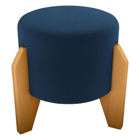 Puff Decorativo para Sala Luxo 44x44 Cm Veludo Azul Milani Store