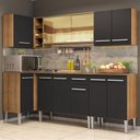 Ver imagem 1 de Armário de Cozinha Completa de Canto 293cm Rustic/Preto Emilly Play Madesa XA