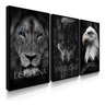 Kit 3 Quadros Decorativos Disciplina Execução Foco Leão Escritório - 1