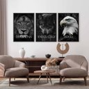 Ver imagem 3 de Kit 3 Quadros Decorativos Disciplina Execução Foco Leão Escritório