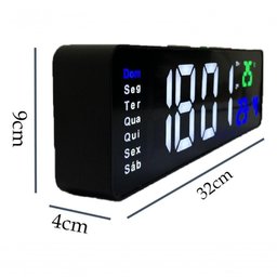 Relógio e Cronômetro Digital de Parede Mesa Led com Controle - 3